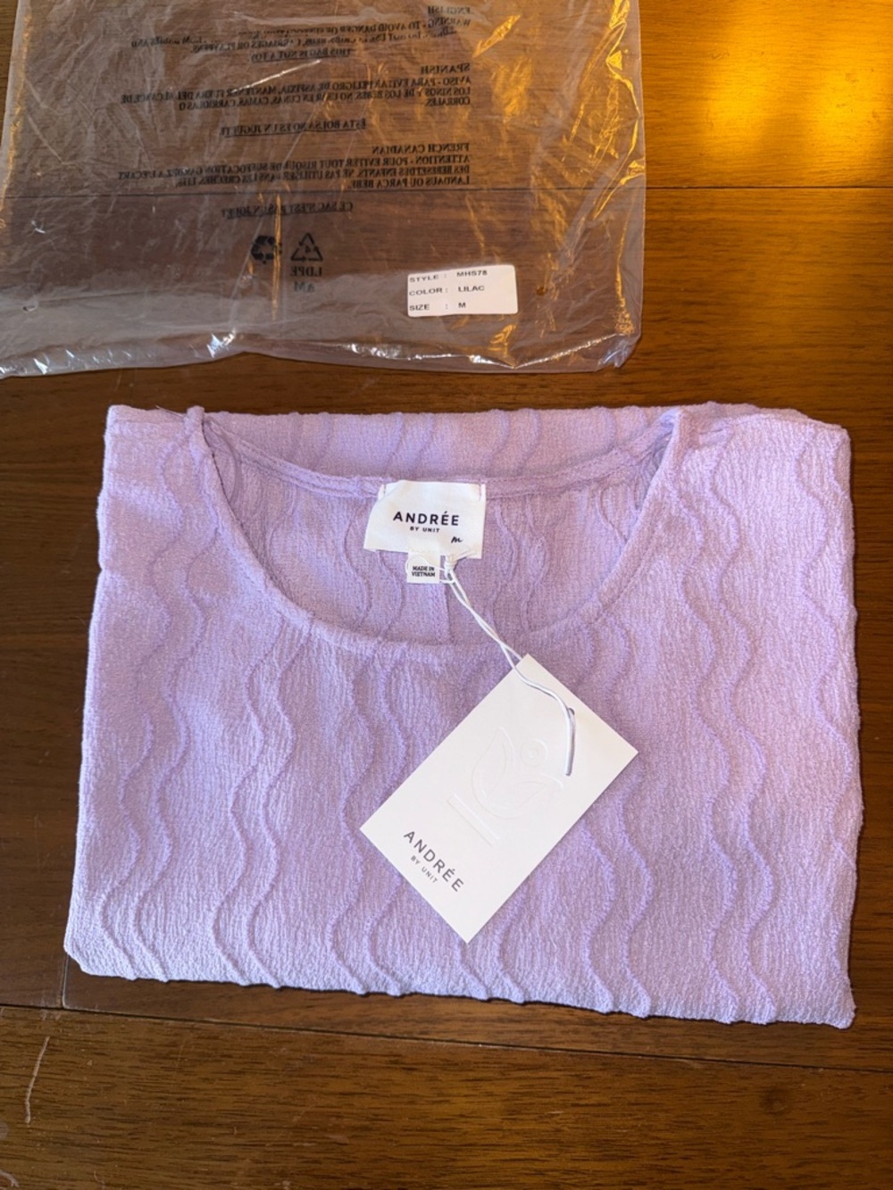 ANDRÉE BY UNIT Lavender Textured Short Sleeve Top - Picture 8 of 8